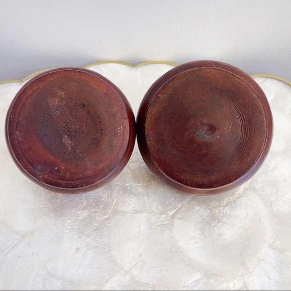Vintage Hand Carved Small Wooden Bowls Lidded Boho Chic Hole Decor Vanity Decor - Picture 10 of 13
